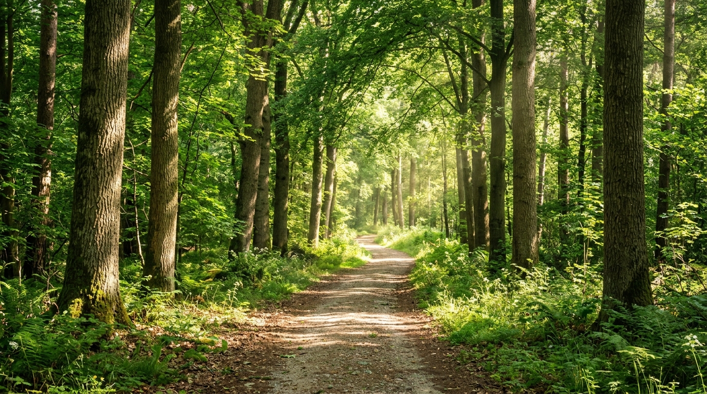 Sunlit forest path representing mental health